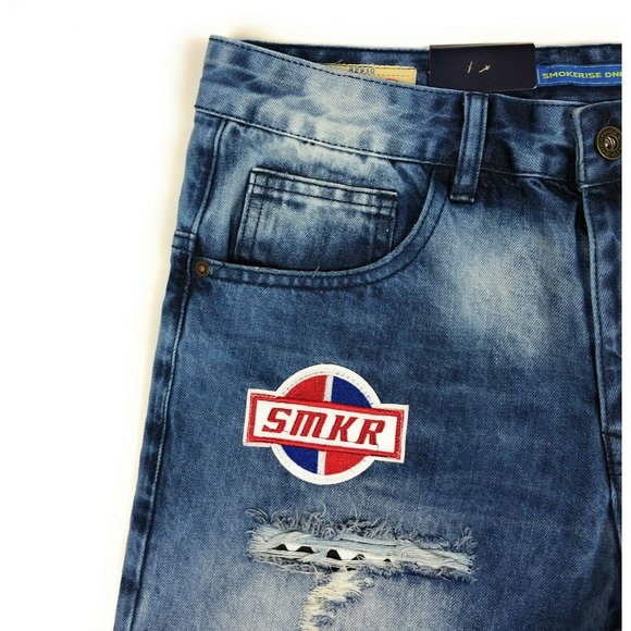 Smoke Rise Distressed Light Wash Denim Jean Shorts - Picture 7 of 10